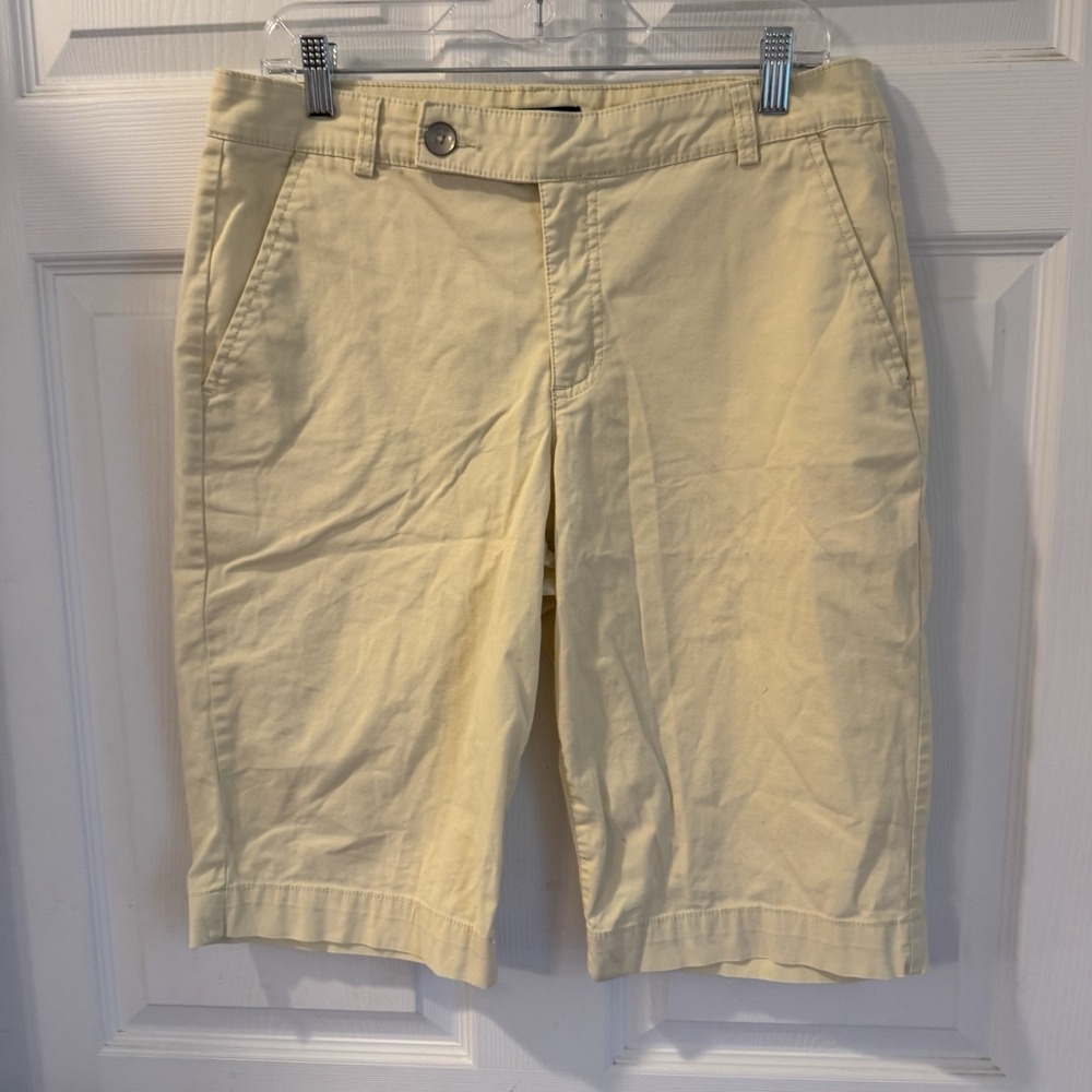 Bandolino Ivette Bermuda Shorts Womens 12 Yellow Missy Cotton Blend